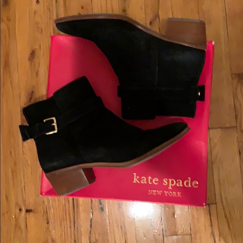 Kate Spade New York Black Suede Talley Bow Bootie
